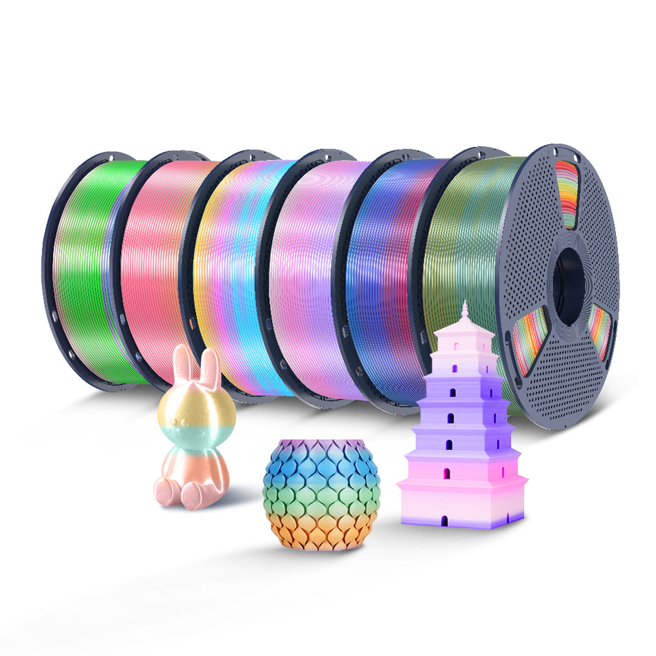 [MOQ: 6KG] PLA, SILK, PETG Rainbow Filament 3D Printer Filament 1KG
