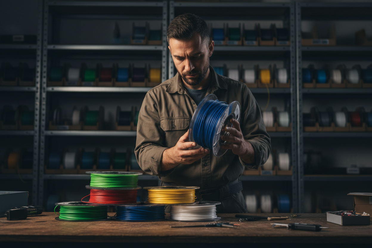 外国男性，在工作间，不用明亮的环境，打印机不需要展现出来