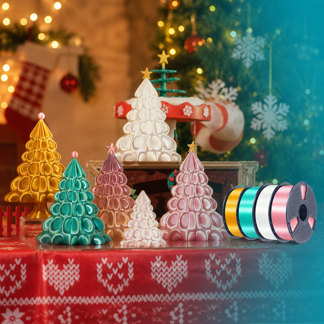 Christmas Tree Silk Decor Aesthetic Bundle — Silk Filament 1KG × 4 Rolls