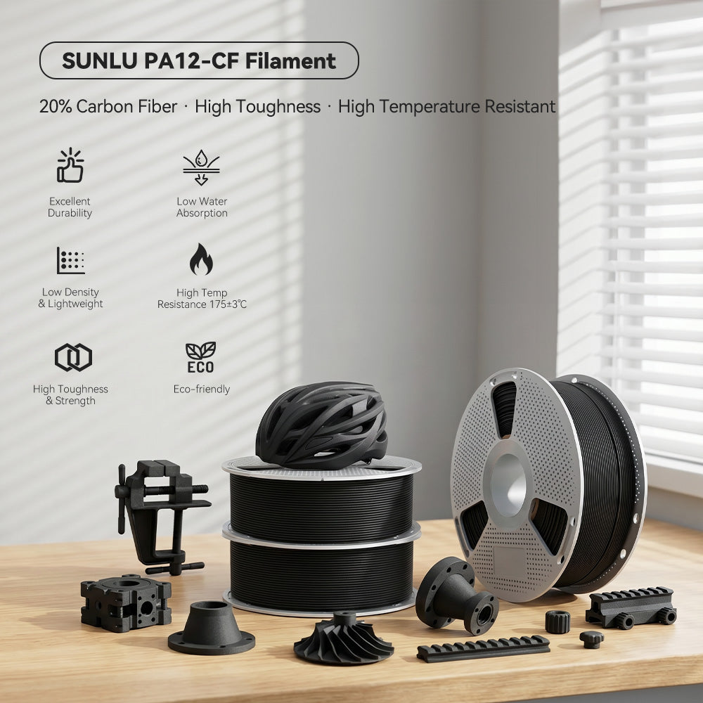 SUNLU Nylon-12 Carbon Fiber (PA12-CF) 3D Printer Filament 1KG
