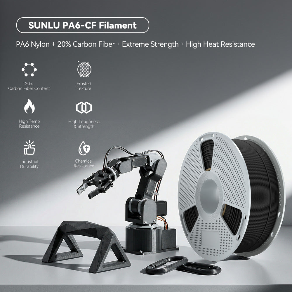 SUNLU Nylon-6 Carbon Fiber (PA6-CF) 3D Printer Filament 1KG