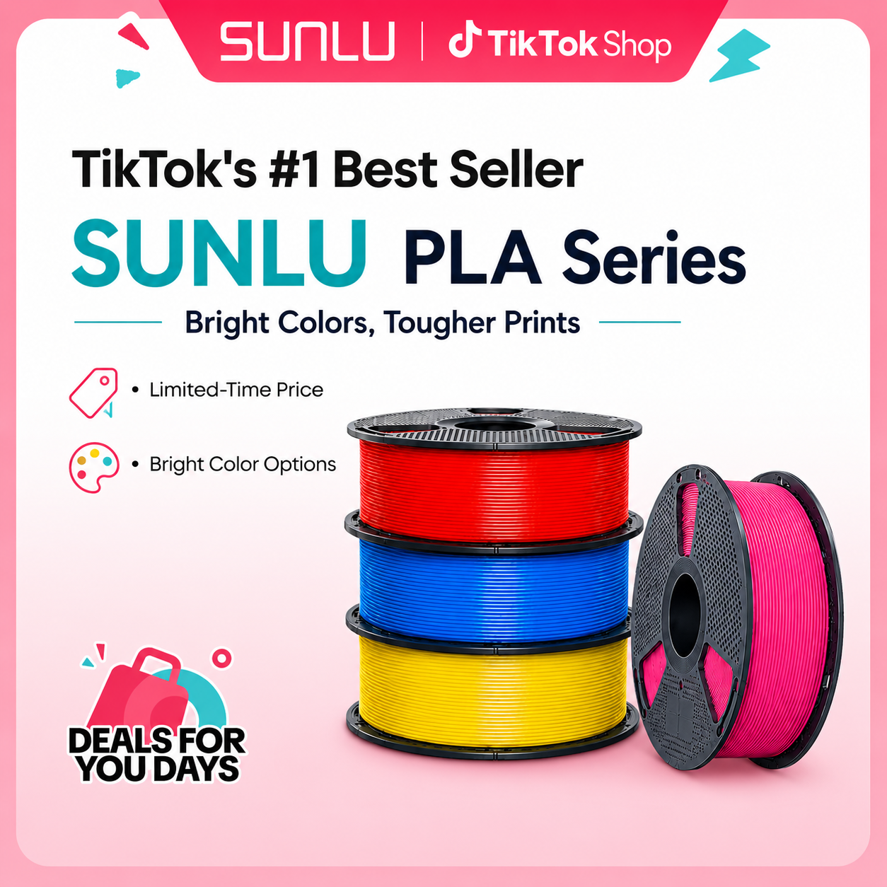 PLA Beginner Bundle, Red, Yellow, Klein Blue & Magenta — PLA 4 Basic Colors