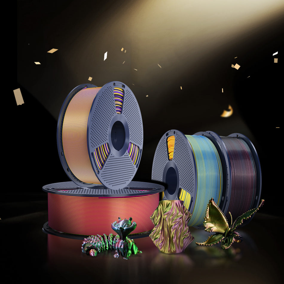 [MOQ: 3KG] Multi-Color SILK Filament(Dual-color, Tri-color and Four-color) 3D Printer Filament 1KG