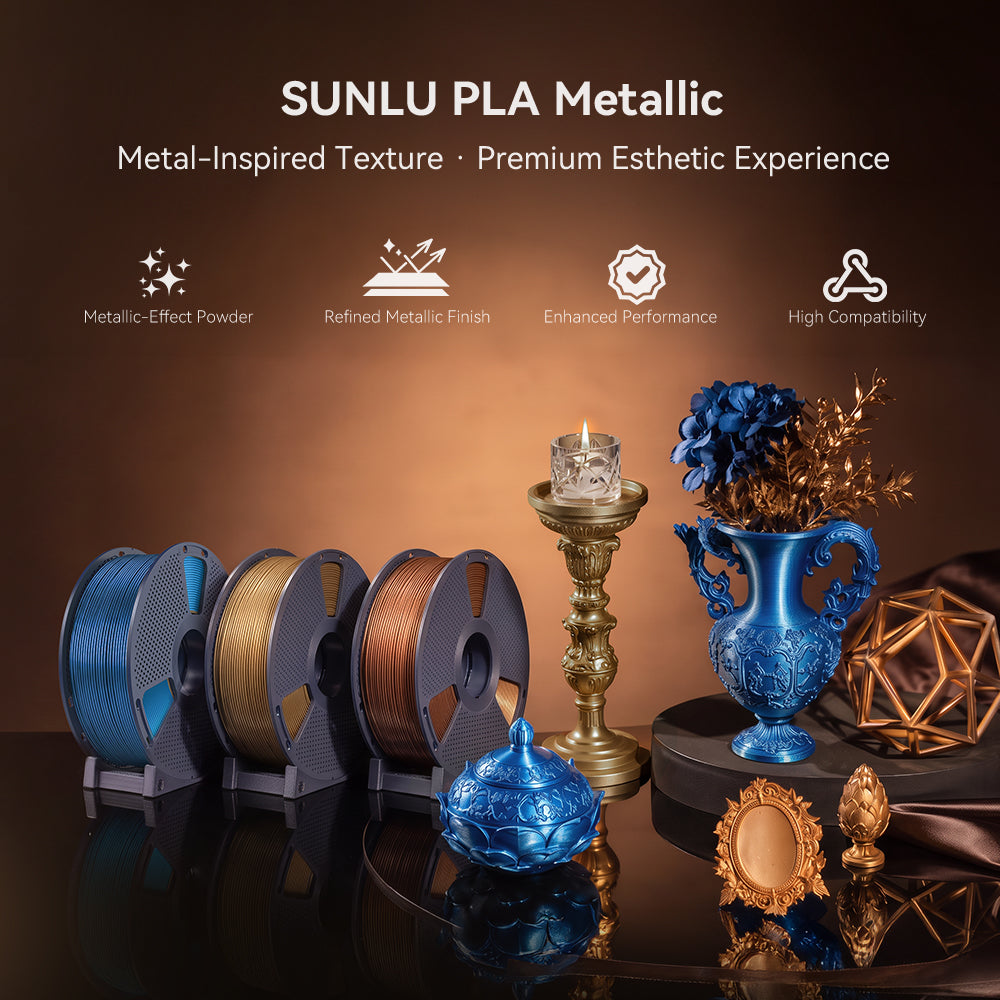 SUNLU PLA Metallic (PLA Metal ) 3D Filament 1KG, Metal-Like Texture Filament