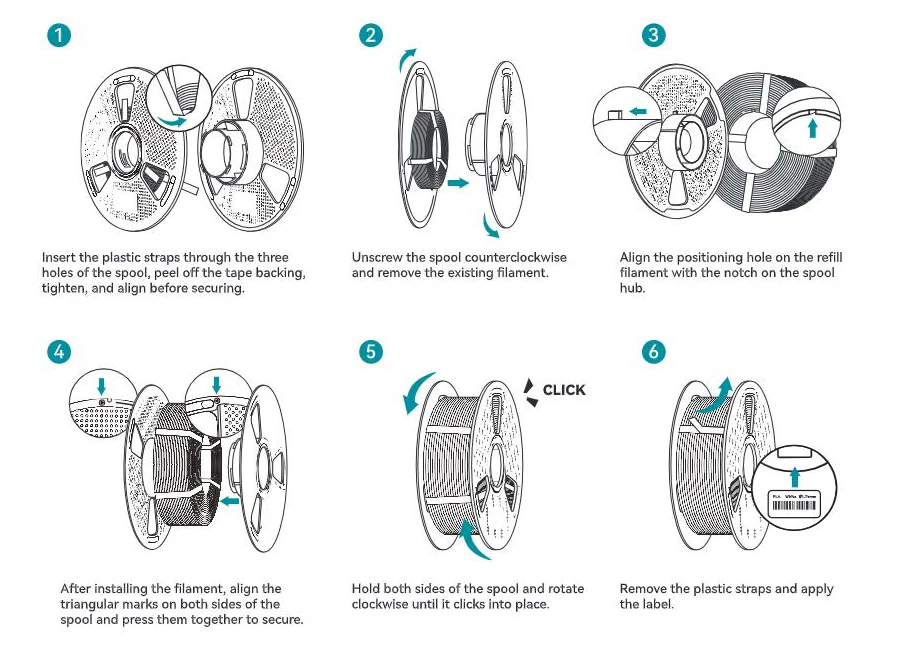 SUNLU Refill Filament PLA+, PLA+2.0 Filament, Compatible with 2025 SUNLU 3rd-Generation Reusable Spool and Bambu Reusable Spool, 1KG 1.75mm Filament