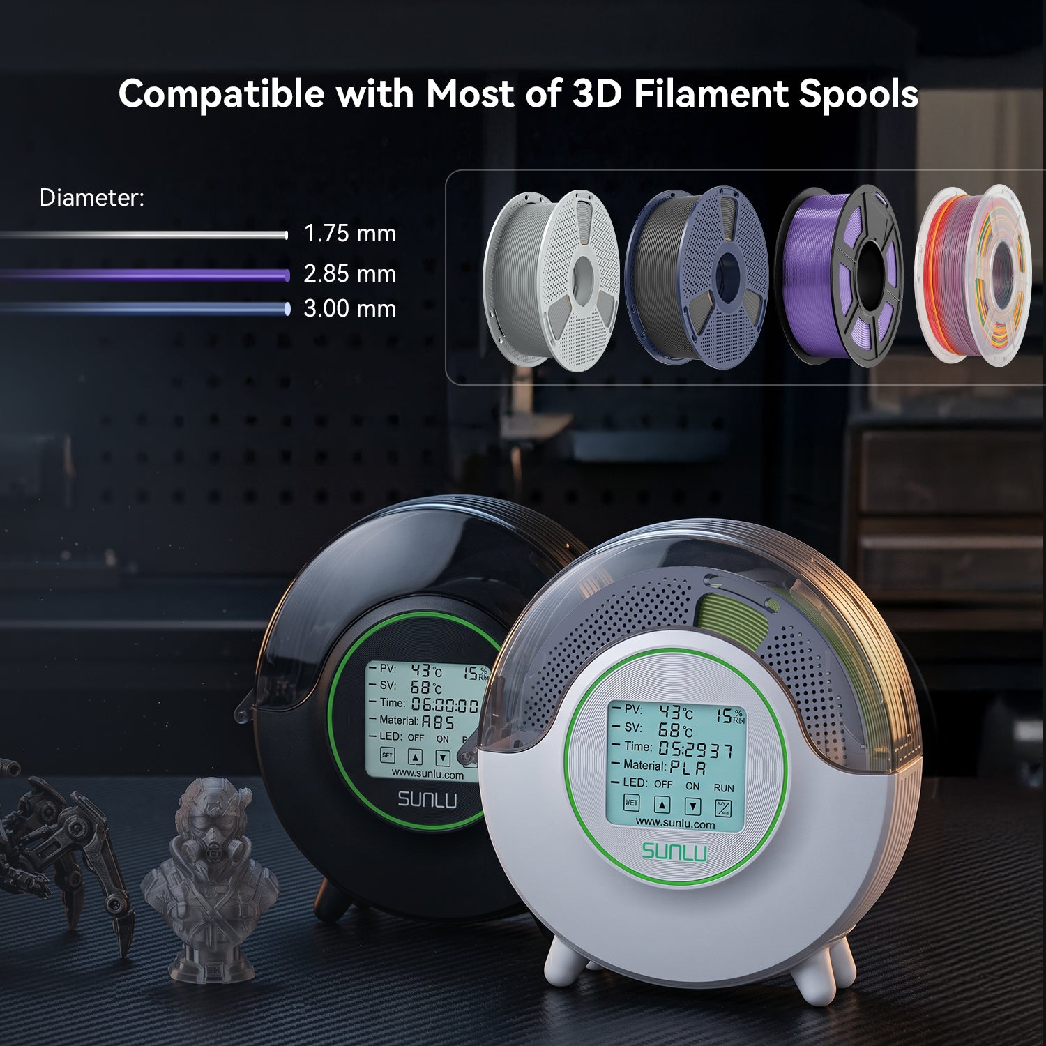 SUNLU S2 Filament Dryer, 360° Surround Heating During 3D Printing