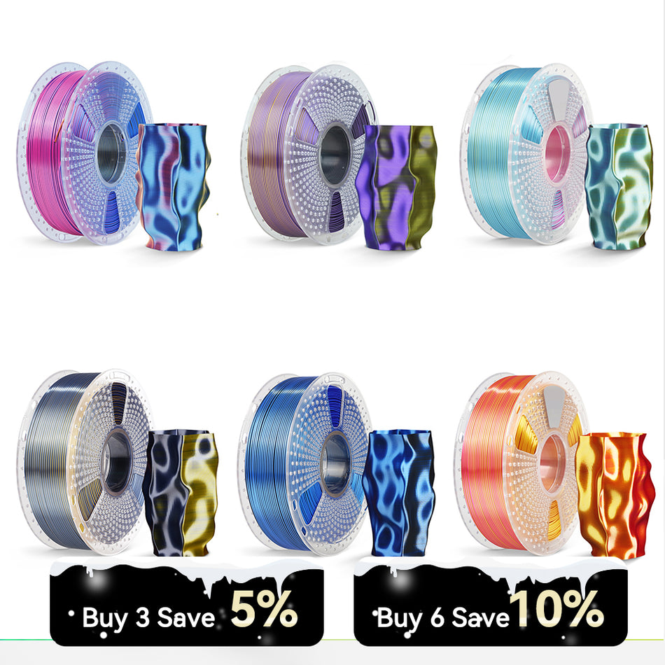 [MOQ: 3KG] Multi-Color SILK Filament(Dual-Color, Tri-Color) 3D Printer Filament 1KG